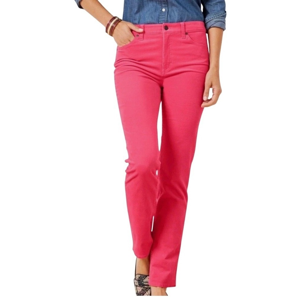 Talbots Straight Leg‎ Corduroy Pants Pink Women Size 14W High Waisted